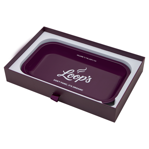 Purple Loops Premium Rolling Tray in its open box